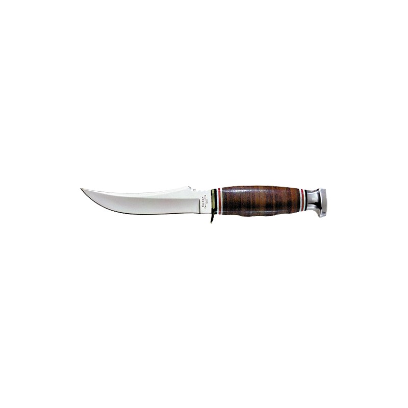 KaBar 1233 Skinner  4.38 Fixed Skinner Plain Polished 5Cr15MoV SS Blade Brown Leather Handle Includes Sheath