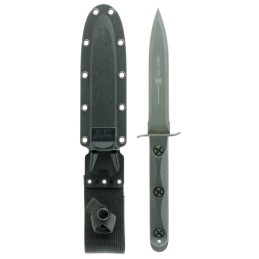 KaBar EK44 Ek Model 4 6.63 Fixed Double Edge Spear Point Plain Stonewashed 1095 CroVan Blade Black GRN Handle Includes Sheath