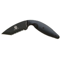 KaBar 1485 TDI Law Enforcement Large 3.69 Fixed Tanto Part Serrated Black AUS8A SS Blade Black Zytel Handle Includes Belt ClipSh