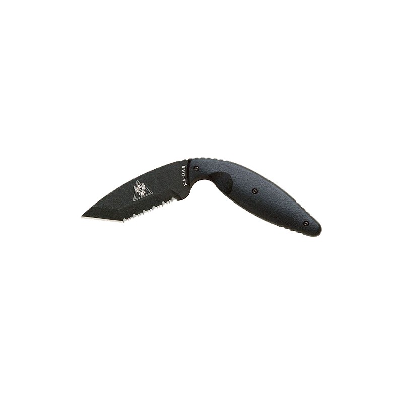 KaBar 1485 TDI Law Enforcement Large 3.69 Fixed Tanto Part Serrated Black AUS8A SS Blade Black Zytel Handle Includes Belt ClipSh