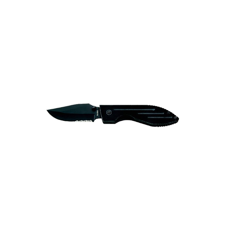 KaBar 3073 Warthog  3 Folding Clip Point Part Serrated 420HC SS Blade Black G10 Handle Includes Pocket Clip