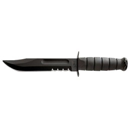 KaBar 1214 FightingUtility  7 Fixed Clip Point Serrated Black 1095 CroVan Blade Black Kraton G Handle Includes Sheath