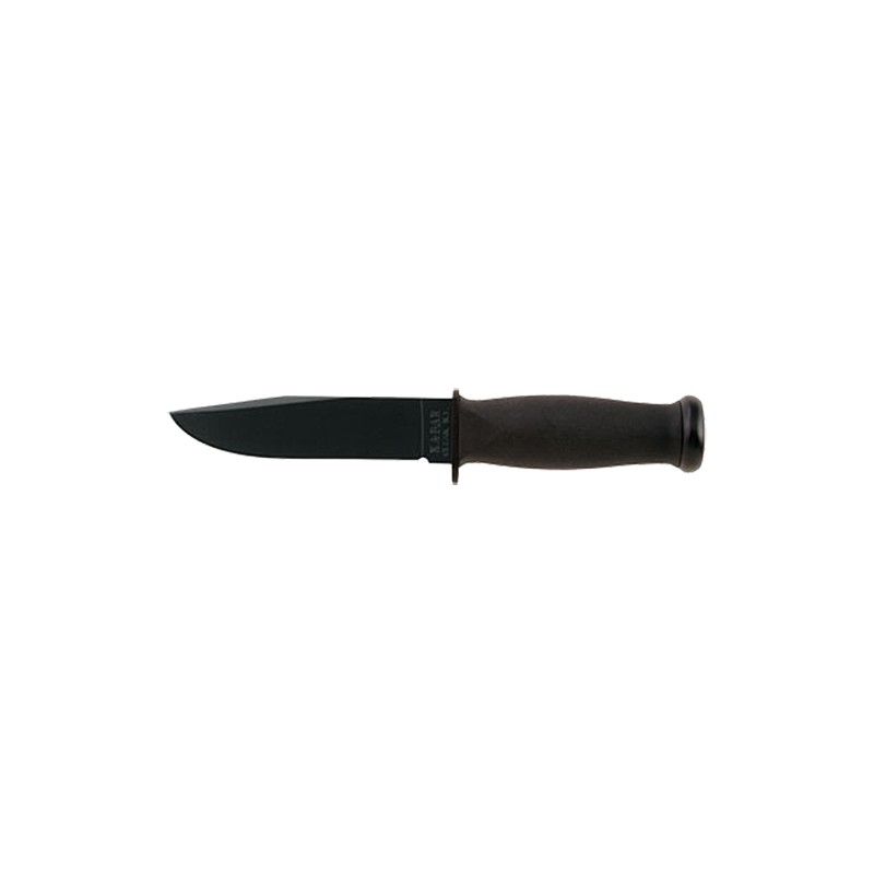 KaBar 2221 Mark I  5.13 Fixed Clip Point Plain Black 1095 CroVan Blade Black Kraton G Handle Includes Sheath