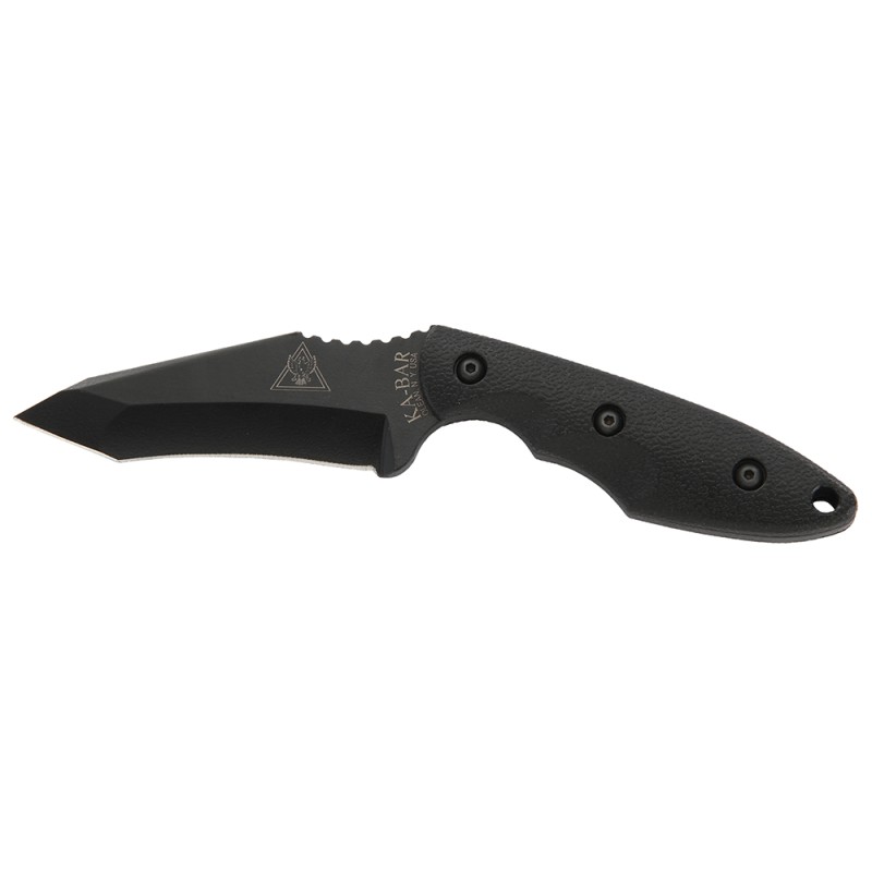 KaBar 2486 TDI Hell Fire 3.56 Fixed Recurve Tanto Plain Black 1095 CroVan Blade Black Ultramid Handle Includes Sheath