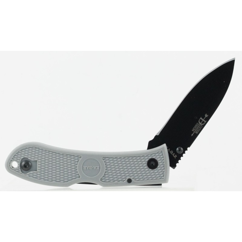 KaBar 4062GY Dozier Hunter 3 Folding Drop Point Plain Black AUS8A SS Blade Gray Zytel Handle Includes Pocket Clip