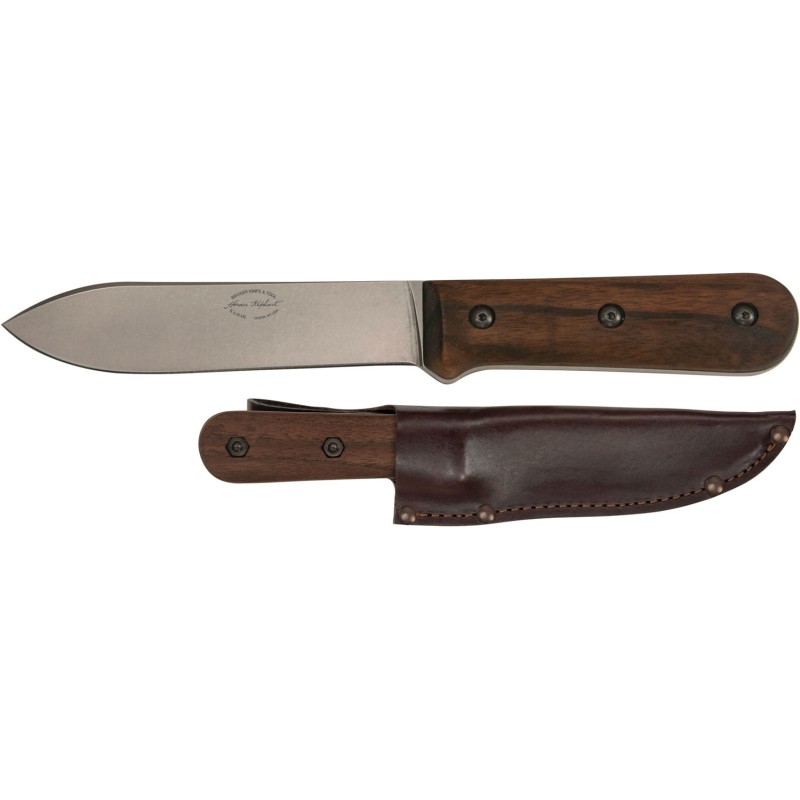 KaBar BK62 Becker Kephart 5.13 Fixed Drop Point Plain Satin Stonewashed 1095 CroVan Blade Walnut Handle Includes Sheath