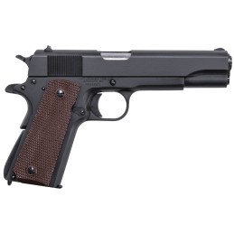 AutoOrdnance 1911BKO 1911  45 ACP  5 Barrel 71 Matte Black Carbon Steel Frame Serrated Slide Checkered Brown Polymer Grip Manual