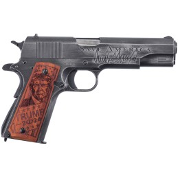 AutoOrdnance 1911BKOC12 1911 Trump Save America 45 ACP  5 Barrel 71 Distressed Armor Black Cerakote Carbon Steel Beavertail Fram