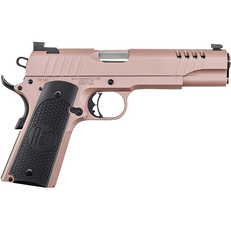 AutoOrdnance 1911TCAC8 1911  45 ACP 71 5 Stainless Steel Barrel Serrated Stainless Steel Slide Rose Gold Cerakote Steel Frame wB