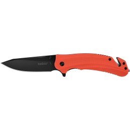 Kershaw 8650 Barricade  3.50 Folding Drop Point Plain Black Oxide 8Cr13MoV SS Blade Orange GlassFilled Nylon Handle Features Gla