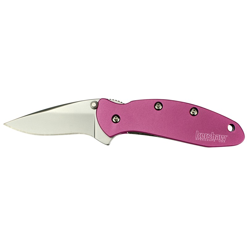 Kershaw 1600PINK Chive  1.90 Folding Drop Point Plain Bead Blasted 420HC SS Blade Pink Anodized Aluminum Handle Includes Pocket 