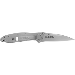 Kershaw 1660 Leek  3 Folding Drop Point Plain Bead Blasted 14C28N Steel Blade Bead Blasted 410 Stainless Steel Handle Includes P