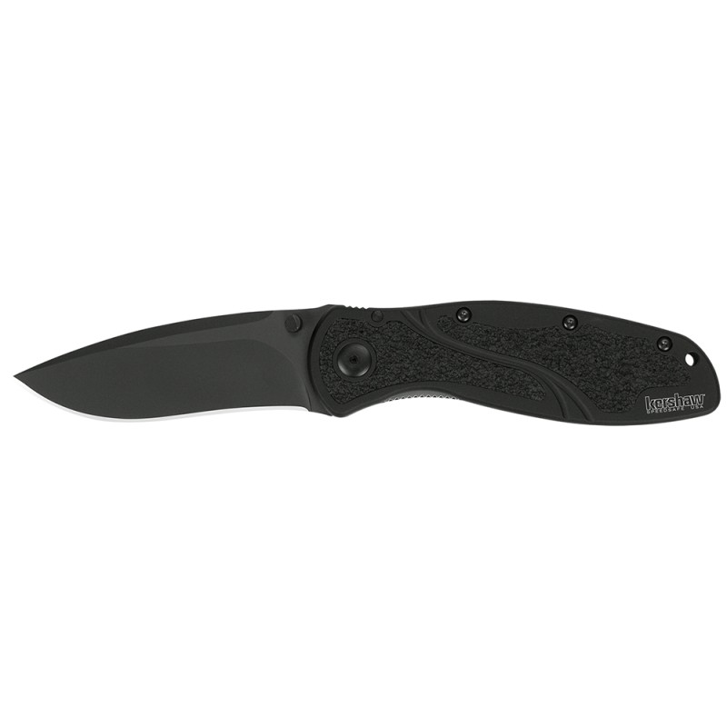 Kershaw 1670BLK Blur  3.40 Folding Drop Point wRecurve Plain Black DLC 14C28N Steel Blade Black Anodized Aluminum Handle Include