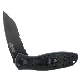 Kershaw 1670TBLKST Blur  3.40 Folding Tanto Part Serrated Black DLC 14C28N Steel Blade Black Anodized Aluminum Handle Includes P