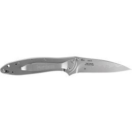 Kershaw 1660CB Leek  3 Folding Drop Point Plain Bead Blasted 14C28ND2 Steel Blade Bead Blasted 410 Stainless Steel Handle Includ