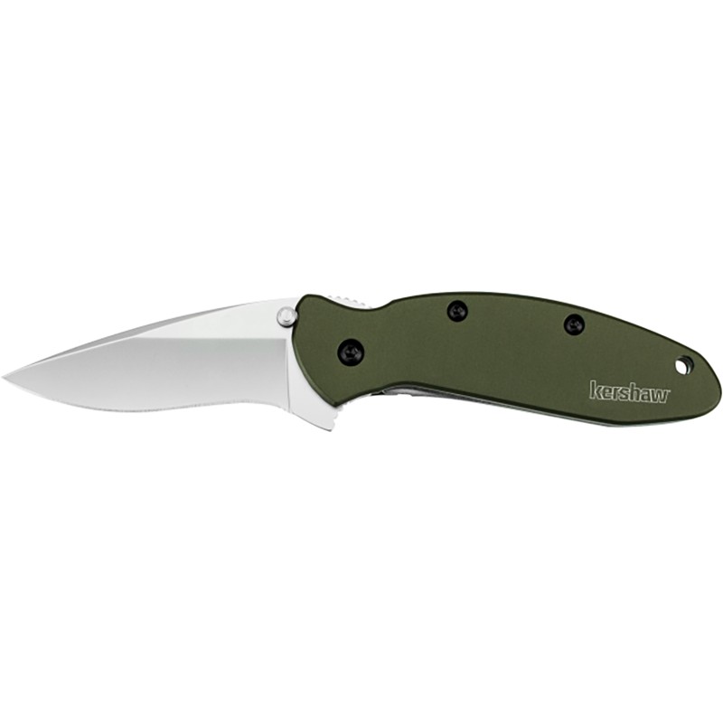 Kershaw 1620OL Scallion  2.40 Folding Drop Point Plain Bead Blasted 420HC SS Blade Olive Drab Anodized Aluminum Handle Includes 