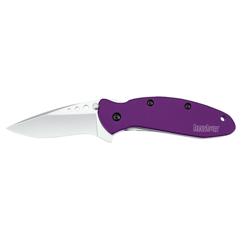 Kershaw 1620PUR Scallion  2.40 Folding Drop Point Plain Bead Blasted 420HC SS Blade Purple Anodized Aluminum Handle Includes Poc