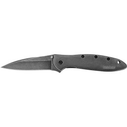 Kershaw 1660BLKW Leek  3 Folding Drop Point Plain Black DLC 14C28N Steel Blade Blackwash 410 Stainless Steel Handle Includes Poc