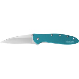 Kershaw 1660TEAL Leek  3 Folding Drop Point Plain Bead Blasted 14C28N Steel Blade Teal Anodized Aluminum Handle Includes Pocket 