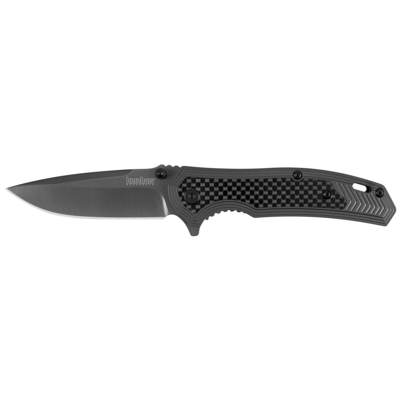 Kershaw 8310 Fringe  3 Folding Drop Point Plain Gray TiN 8Cr13MoV SS Blade BlackGray Carbon FiberSS Handle Includes Pocket Clip