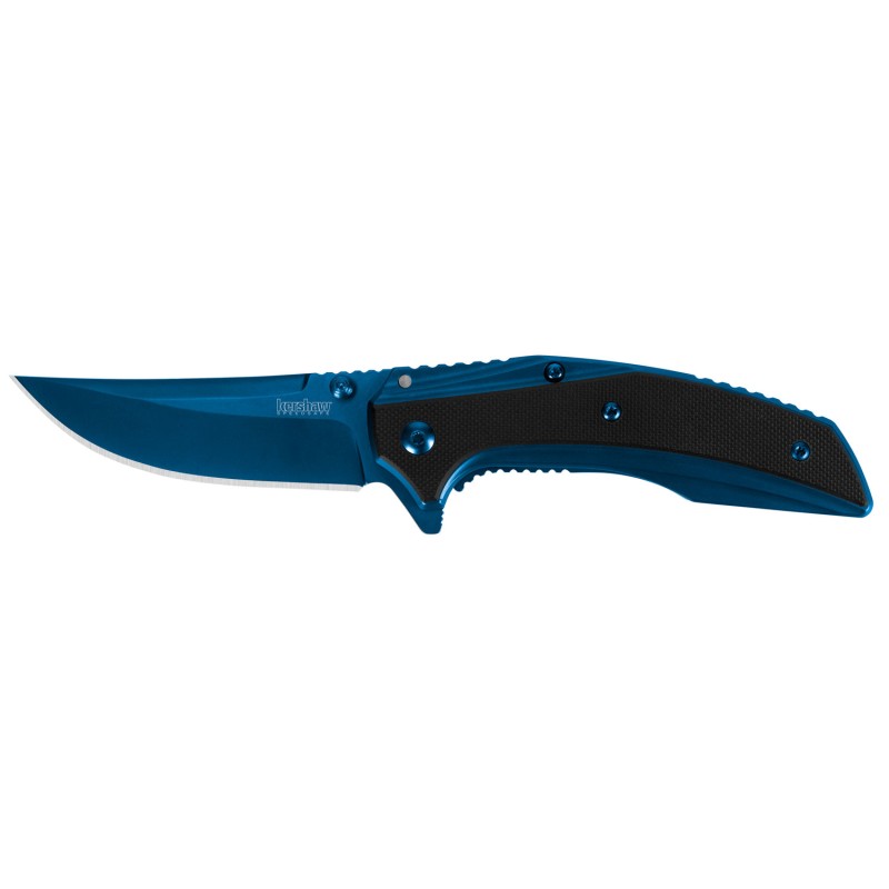 Kershaw 8320 Outright  3 Folding Trailing Point Plain Blue PVD 8Cr13MoV SS Blade BlackBlue G10SS Handle Includes Pocket Clip