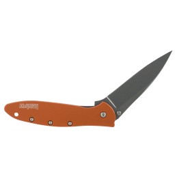 Kershaw 1660OR Leek  3 Folding Drop Point Plain Bead Blasted 14C28N Steel Blade Orange Anodized Aluminum Handle Includes Pocket 