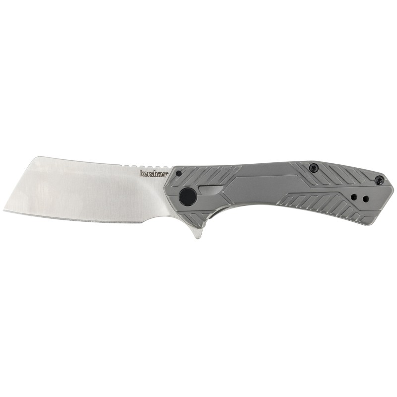 Kershaw 3445 Static  2.90 Folding Cleaver Plain Satin 8Cr13MoV SS Blade Gray PVD Stainless Steel Handle Includes Pocket Clip