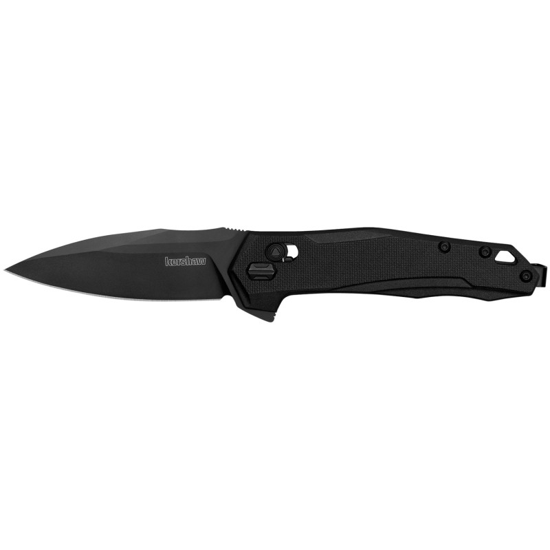 Kershaw 2041 Monitor  MidSize 3 Folding Spear Point Plain Black Oxide D2 Steel Blade Black Textured Glass Filled Nylon Handle In