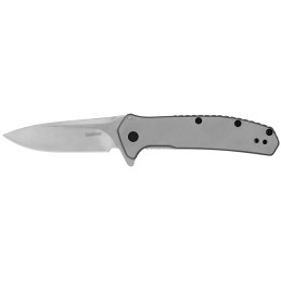 Kershaw  Outcome  2.80 Folding Clip Point Plain Stonewashed 8Cr13MoV SS BladeBead Blasted Stainless Steel Handle Includes Pocket