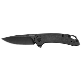 Kershaw  Radar  2.90 Folding Drop Point Plain Black Oxide Blackwash 8Cr13MoV SS Blade  Stainless Steel Handle Includes Pocket Cl