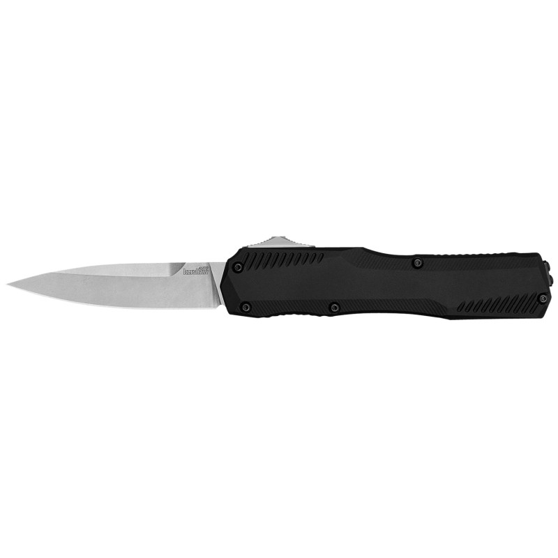 Kershaw 9000 Livewire  3.30 OTF Spear Point Plain Stonewashed CPM 20V SS Blade Textured Black Anodized Aluminum Handle Includes 