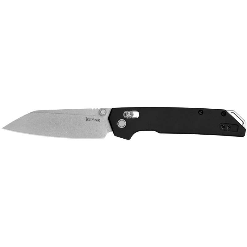 Kershaw 2038R Iridium  3.40 Folding Reverse Tanto Plain Stonewashed D2 Steel Blade Black Anodized Aluminum Handle