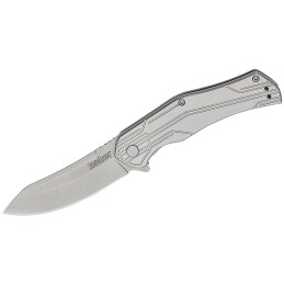 Kershaw 1380X Husker  EDC 3 Folding Trailing Point Plain Bead Blasted 8Cr13MoV SS Blade Stonewashed Stainless Steel Handle Clams