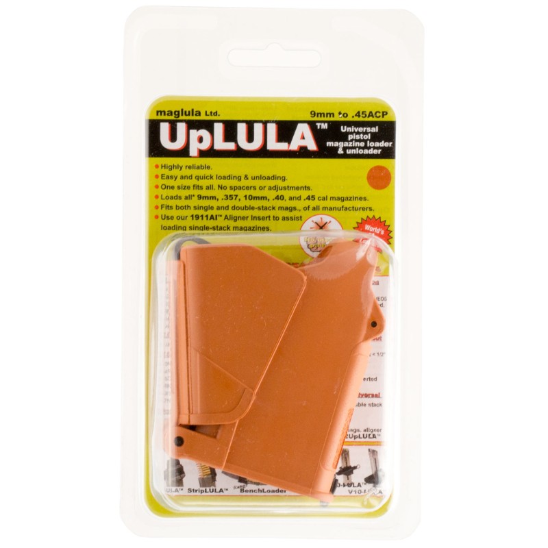 Maglula UP60BO UpLULA Loader  Unloader Double Stack Single Stack Orange Polymer 9mm Luger 45 ACP Pistols