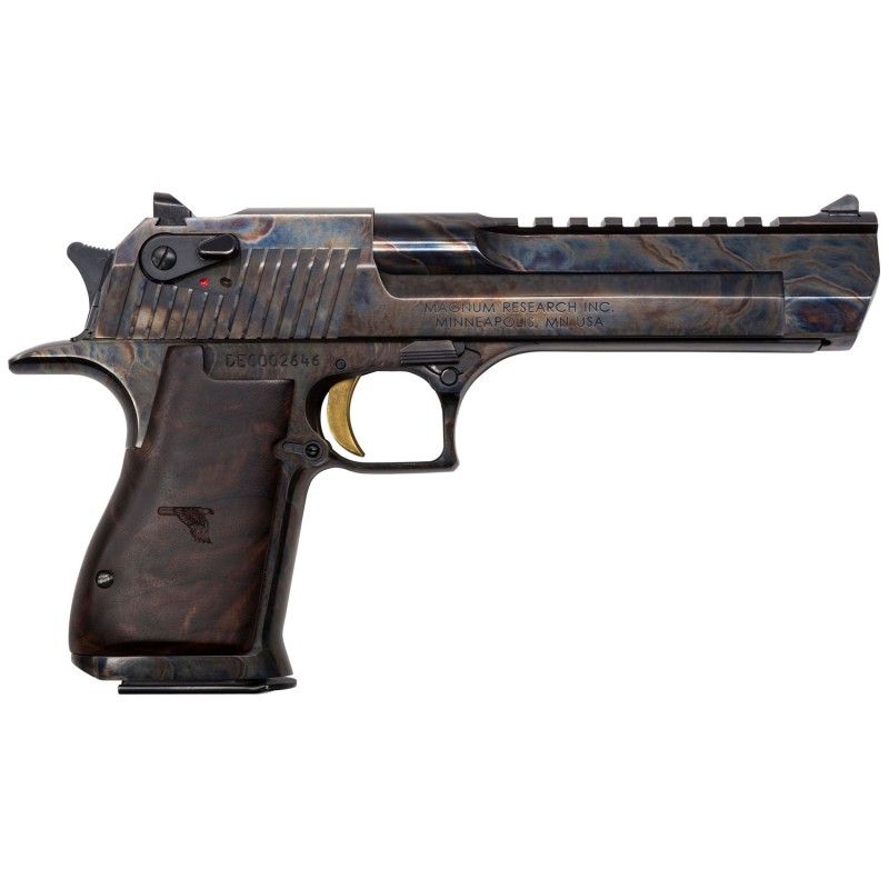 Magnum Research DE50CH Desert Eagle Mark XIX 50 AE 6 71 Color Case Hardened Carbon Steel with Clear Cerakote Frame  Slide Walnut