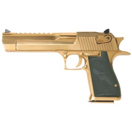 Magnum Research DE50TG Desert Eagle Mark XIX 50 AE Caliber with 6 Picatinny Rail Barrel 71 Capacity Overall Titanium Gold Finish