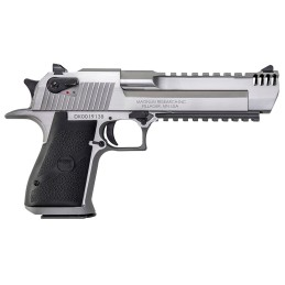 Magnum Research DE50SRMB Desert Eagle Mark XIX 50 AE 6 with Muzzle Brake 71 Overall Stainless Steel Black Rubber Grip