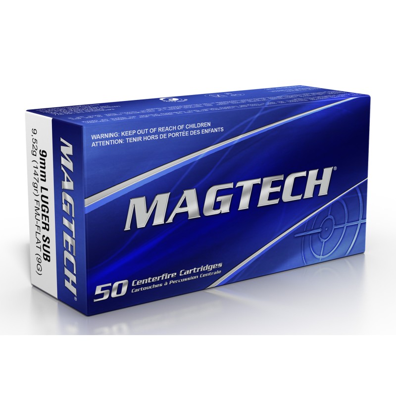 Magtech 9G RangeTraining  9mm Luger 147 gr Full Metal Jacket Flat Subsonic 50 Per Box 20 Case