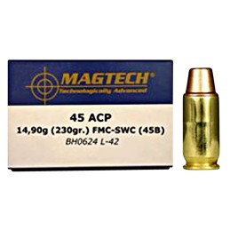 Magtech 45B RangeTraining  45 ACP 230 gr Full Metal Jacket Semi Wadcutter 50 Per Box 20 Case