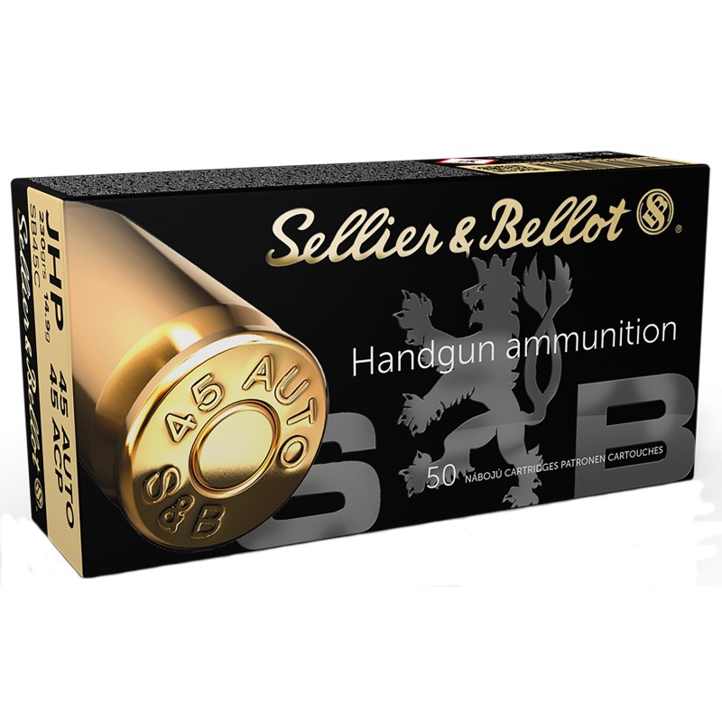 Sellier  Bellot SB45C Handgun  45 ACP 230 gr Jacket Hollow Point 50 Per Box 20 Case