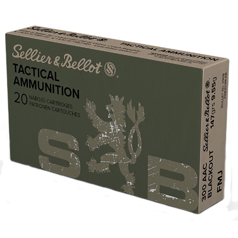 Sellier  Bellot SB300BLKB Rifle  300 Blackout 147 gr Full Metal Jacket 20 Per Box 50 Case