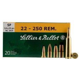 Sellier  Bellot SB22250B Rifle  22250 Rem 55 gr Soft Point 20 Per Box 25 Case