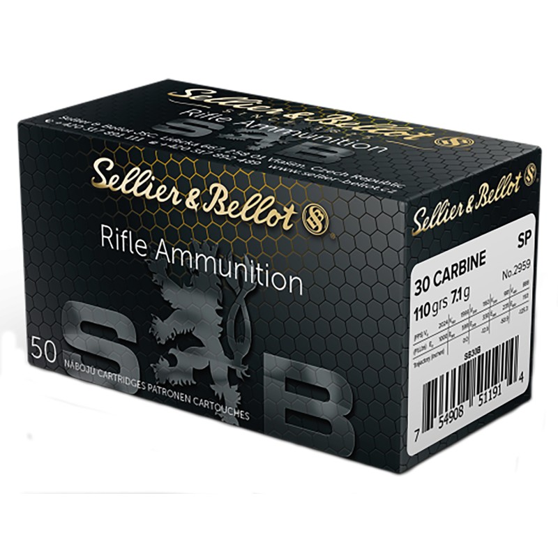 Sellier  Bellot SB30B Rifle  30 Carbine 110 gr Soft Point 50 Per Box 20 Case