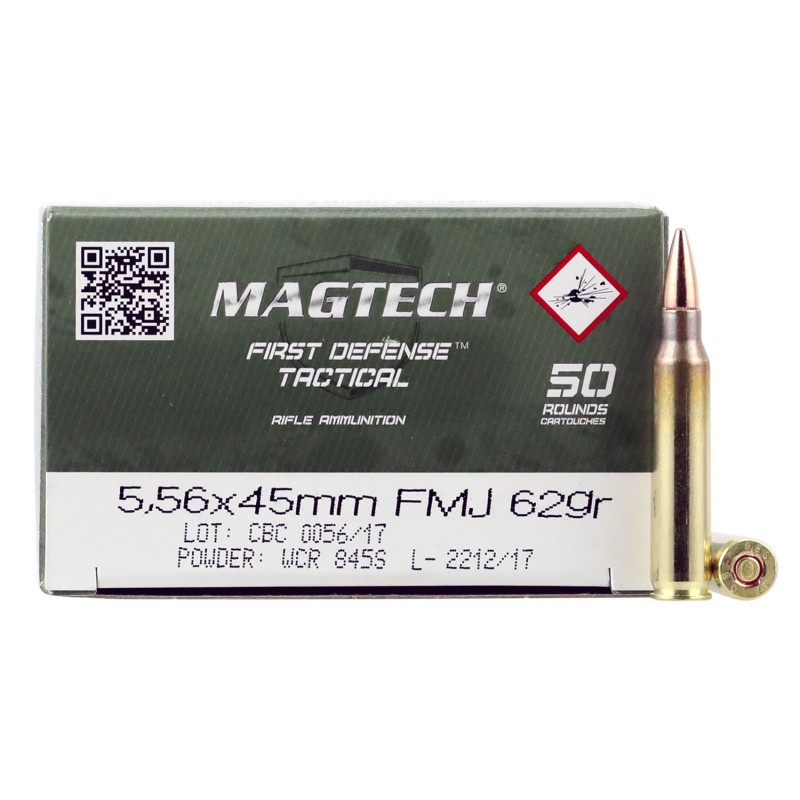 Magtech 556B TacticalTraining  5.56x45mm NATO 62 gr Full Metal Jacket 50 Per Box 20 Case