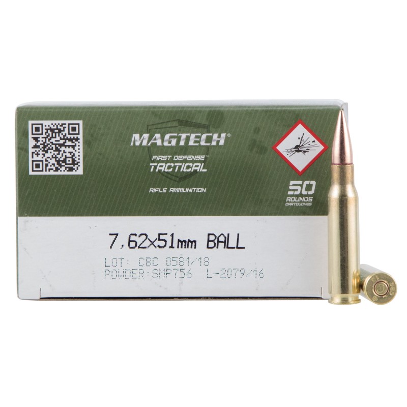 Magtech 762A TacticalTraining  7.62x51mm NATO 147 gr Full Metal Jacket 50 Per Box 8 Case