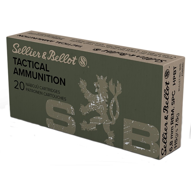 Sellier  Bellot SB68D Rifle  6.8mm Rem SPC 115 gr Hollow Point Boat Tail 20 Per Box 30 Case