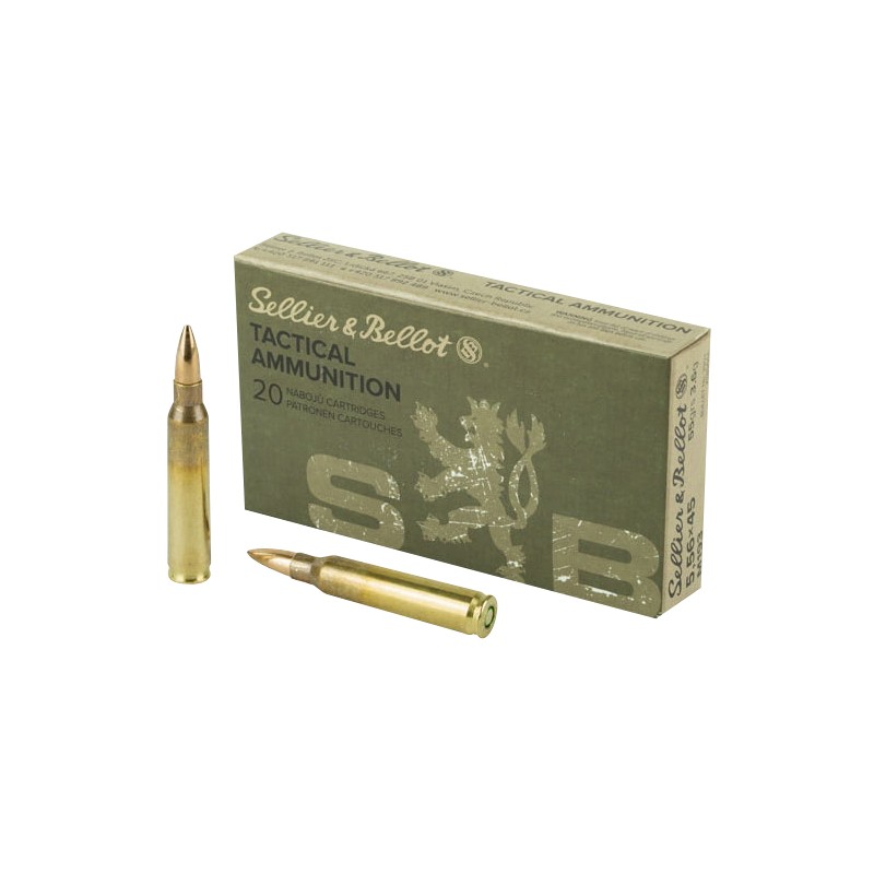 Sellier  Bellot SB556A Rifle  5.56x45mm NATO 55 gr Full Metal Jacket 20 Per Box 50 Case