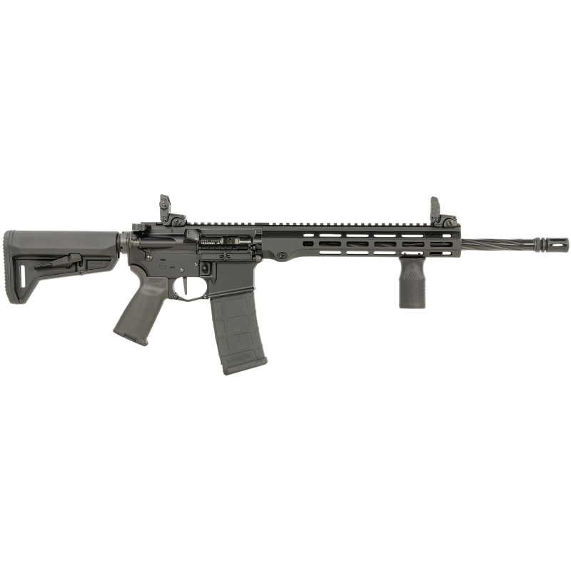 Maxim Defense MXM49737 MD15 L 5.56x45mm NATO 301 16 Fluted Barrel Black MLOK Handguard Magpul Furniture SLK Stock MBUS Sights Bl