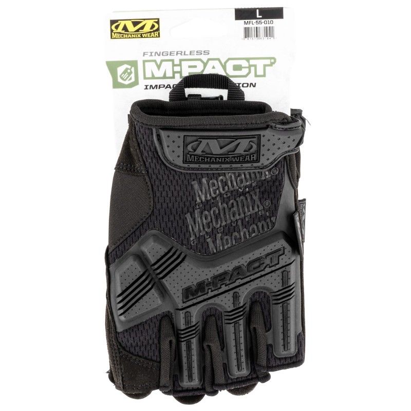 Mechanix Wear MFL55010 MPact Covert Black Fingerless Synthetic Leather Large TPR Closure