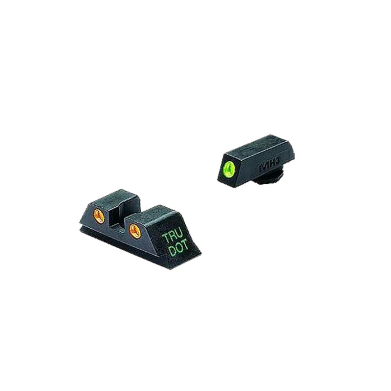 Meprolight USA 102223301 TruDot Sight Set Fixed Green Tritium FrontOrange Tritium RearBlack Frame Compatible wGlock 10mm45 ACP F